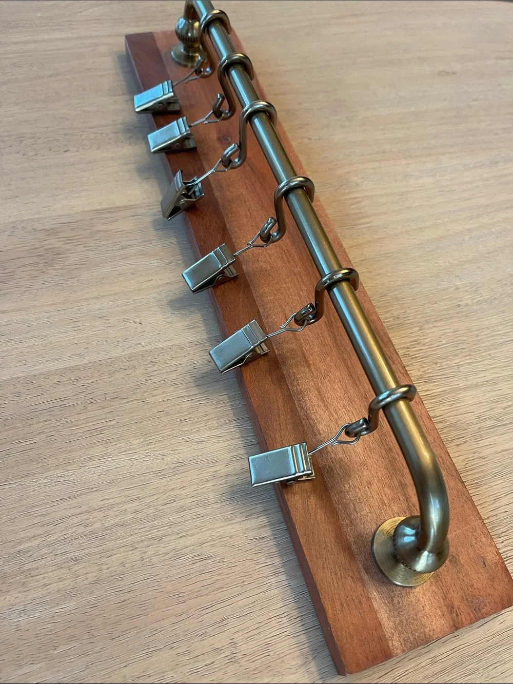 Hearth & Hand Brown Wood and Brass Clip Wall Hanger